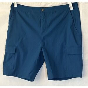 Eddie Bauer Men's Cargo Shorts Blue Nylon Spandex Outdoor Hiking 42W 10" Inseam